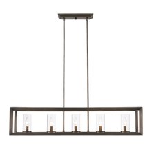  2073-LP GMT - Smyth 5 Light Linear Pendant in Gunmetal Bronze with Clear Glass